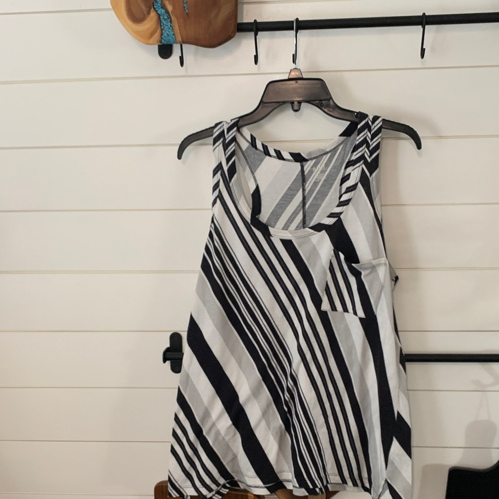 a.n.a Black and White Striped Sleeveless Dress